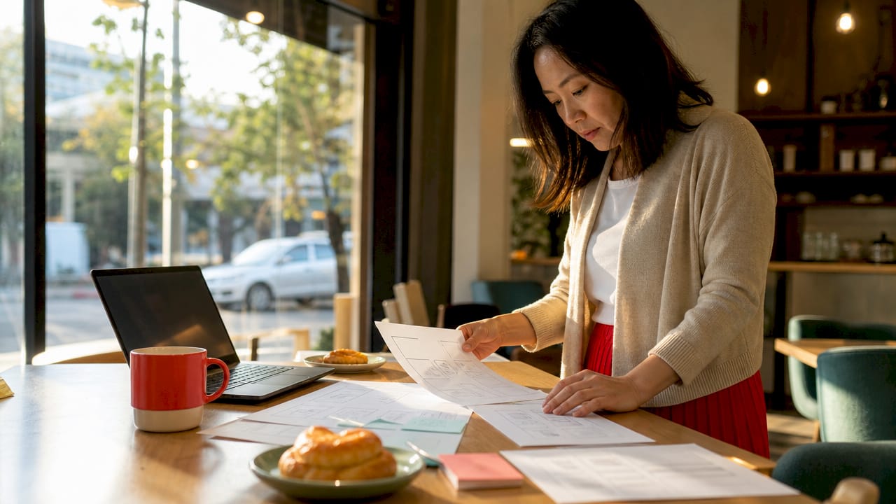 1781834657961_Person-reviewing-printed-website-redesign-wireframes-at-desk Person reviewing printed website redesign wireframes at desk