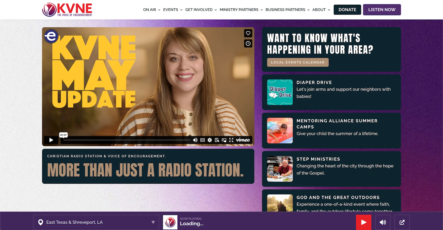 Christian radio station website design for KVNE in Tyler, TX Christian radio station website design for KVNE in Tyler, TX