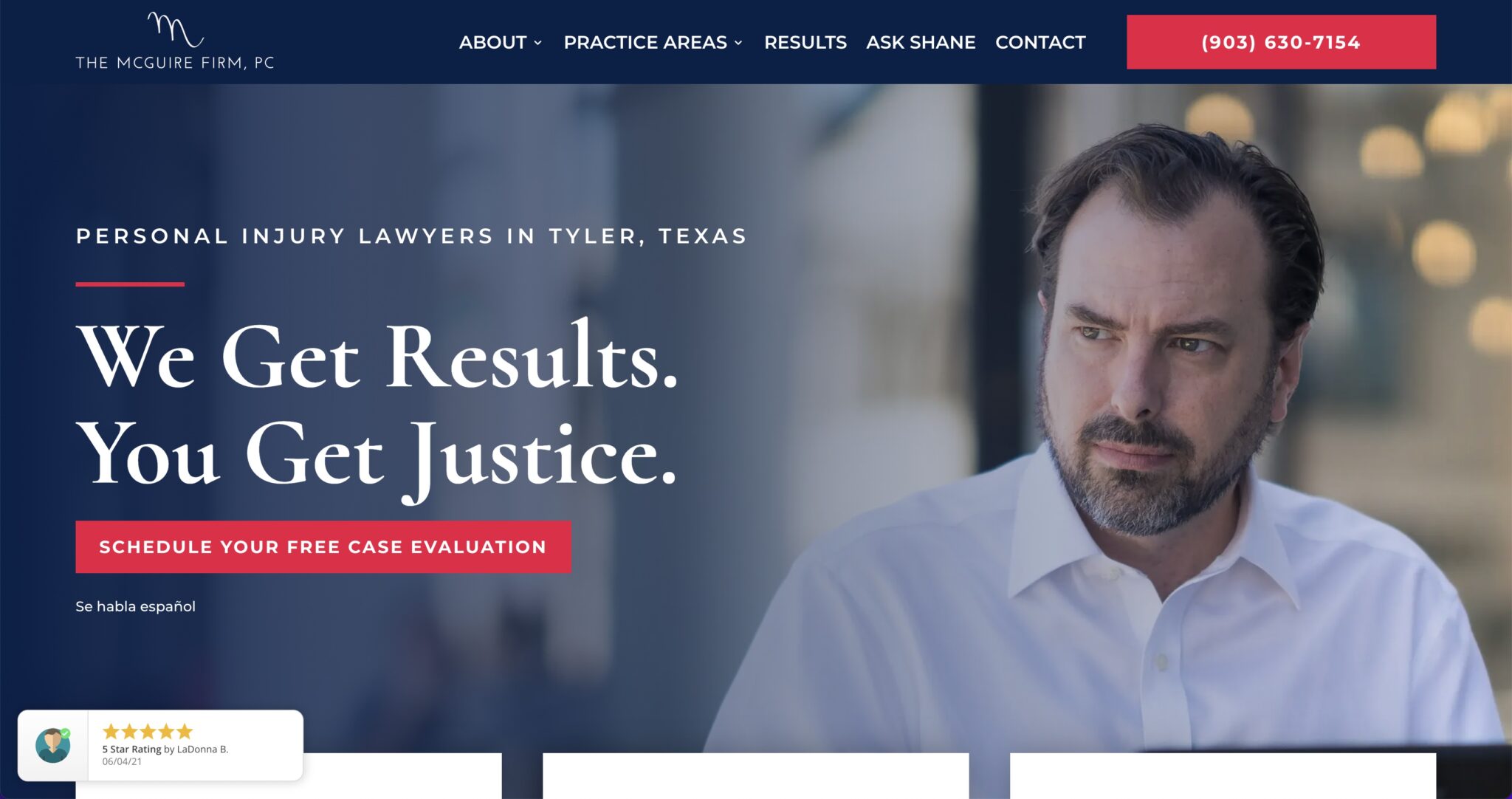 Web design for McGuire Firm personal injury lawyers