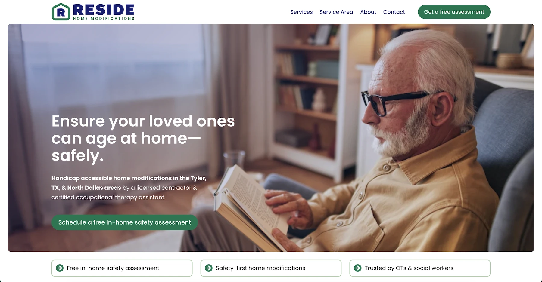 Web design for Reside, an ADA home modifications company in Tyler and North Dallas Web design for Reside, an ADA home modifications company in Tyler and North Dallas
