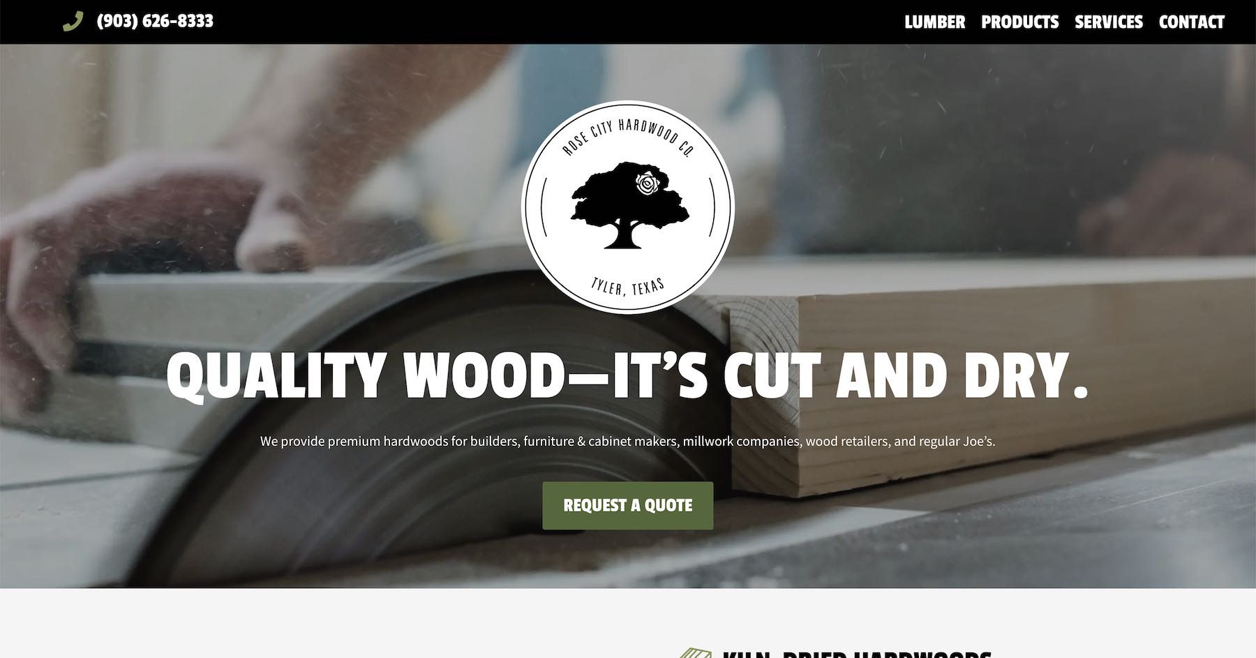 Web design for Rose City Hardwood Co.